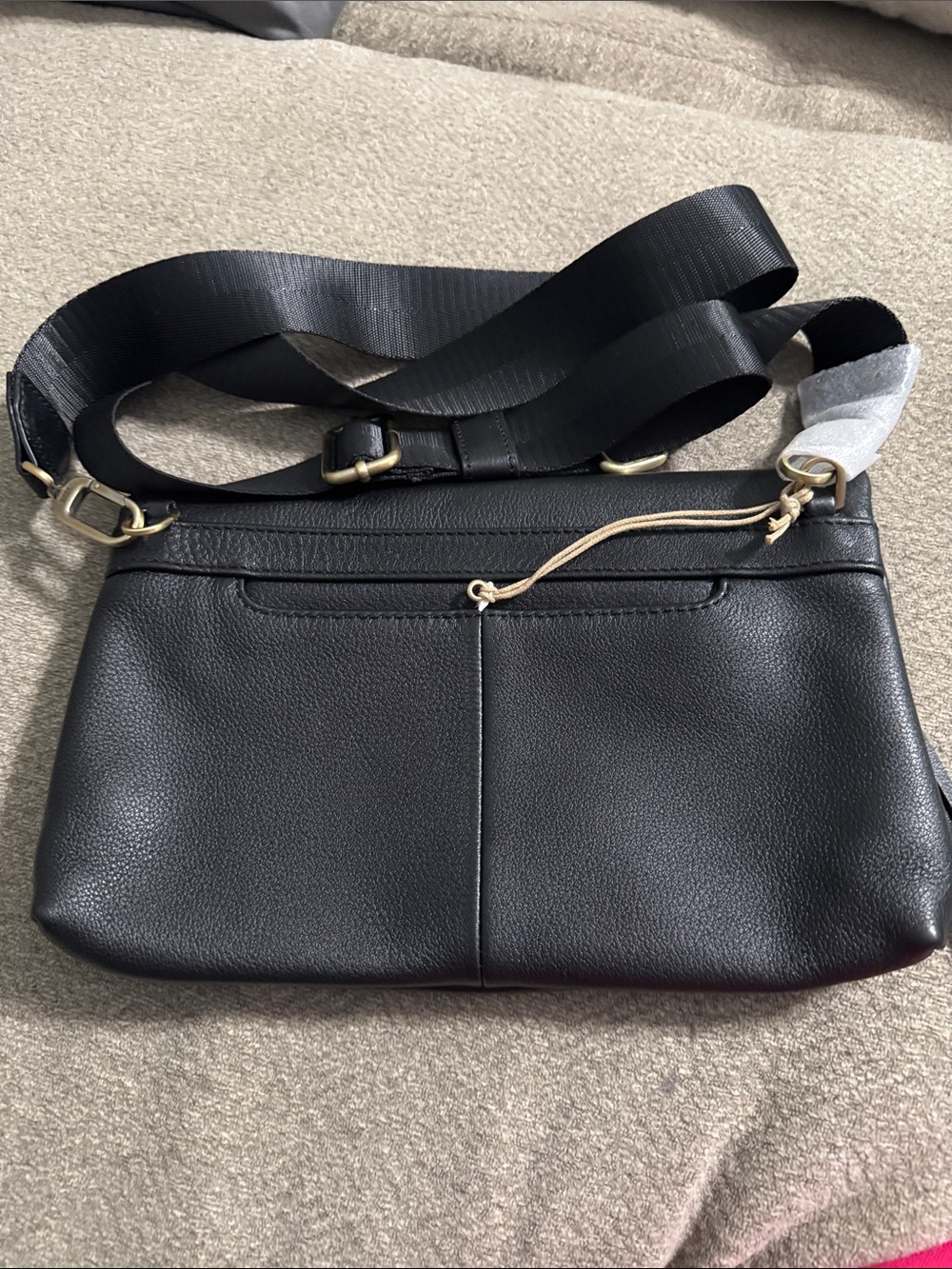 HOBO Black Pebbled Leather Crossbody with Gold-Tone Hardware Brand New neverused